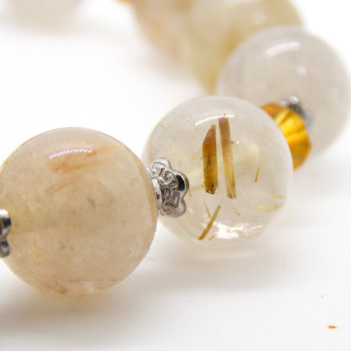 Gold Rutilated Quartz  Bead Bracelet