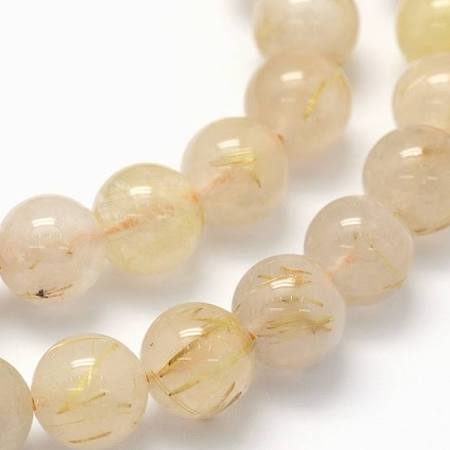 Gold Rutilated Quartz  Bead Bracelet